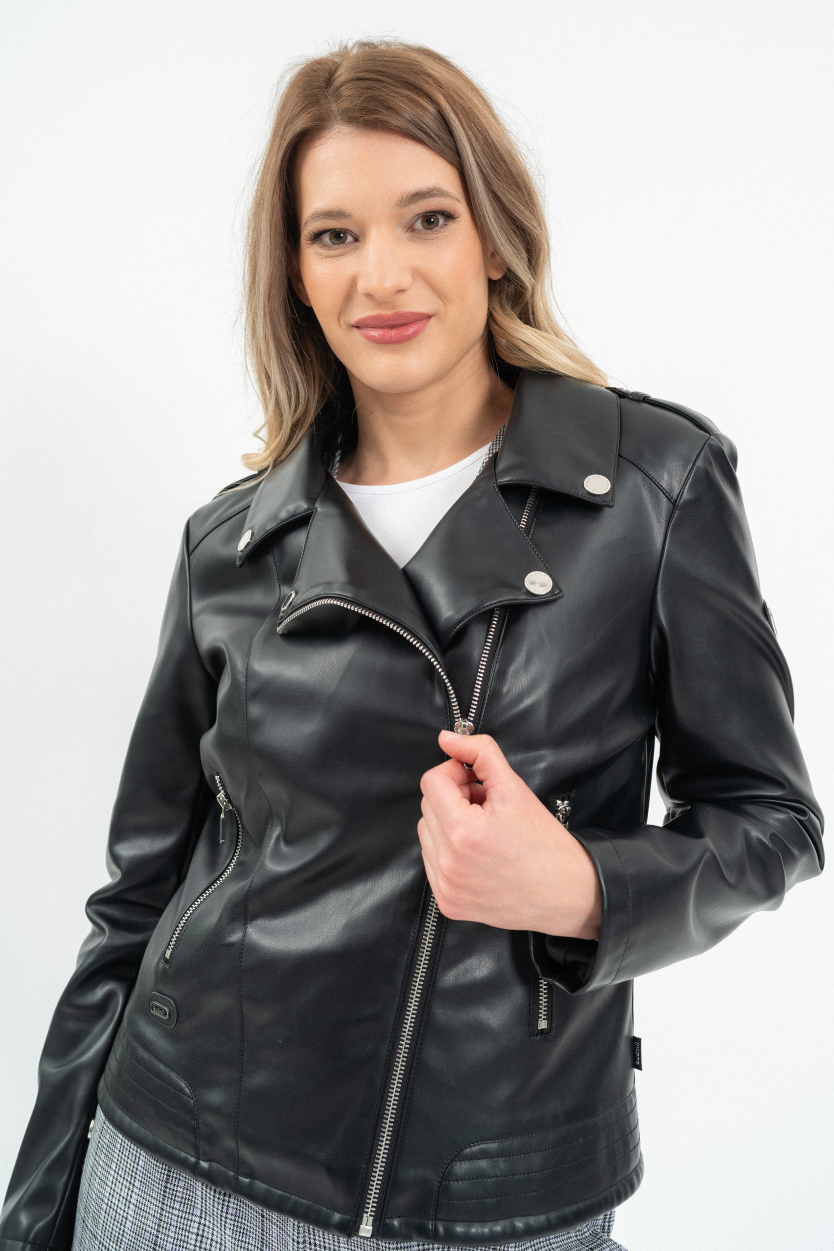 Budmil Pattern Fake leather jacket | budmil